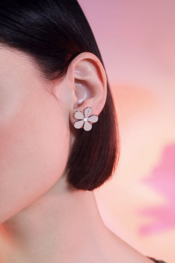 boucles d'oreilles puces fleur en argent