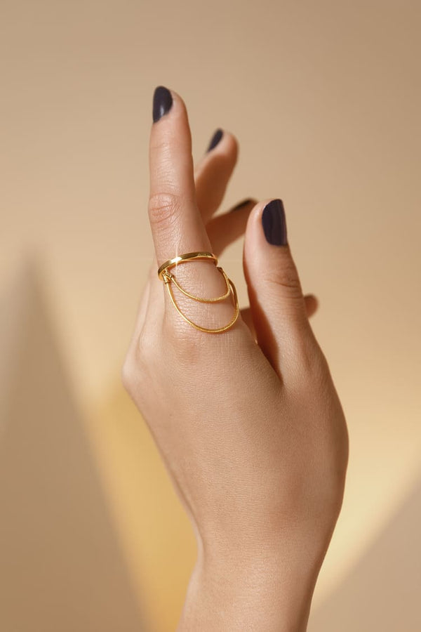 MAM® FR-Ring-Bague avec chaîne en or 18 carats---