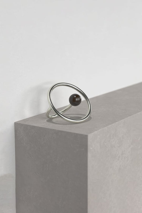 MAM® FR-Ring-Bague cercle en argent et perle-15.40 mm--