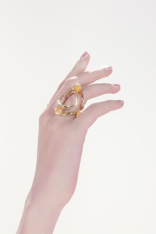 MAM® FR-Ring-Bague plaquée or avec quartz jaune---